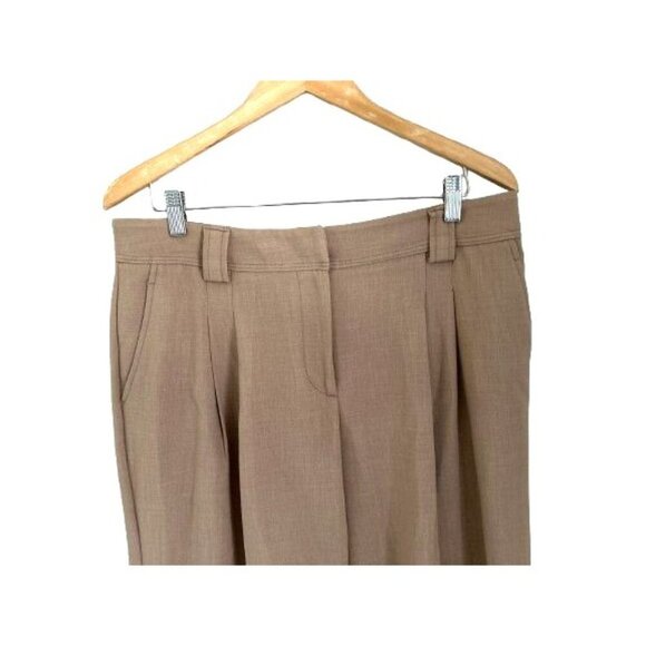 ANTHRPOLOGIE Vintage-Inspired Taupe Pants Pleated Front Belt Loops Size 12 - Picture 2 of 10